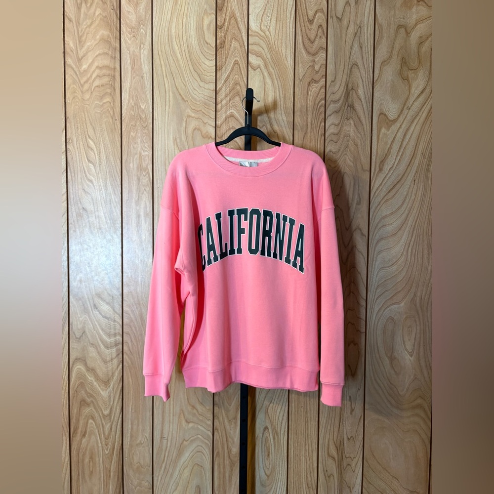 California Fleece-Lined Crewneck Sweatshirt – Bright Pink